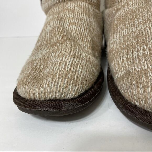 Muk Luks Tan Nordic Print Knit Sock Sweater Boots - Picture 11 of 13